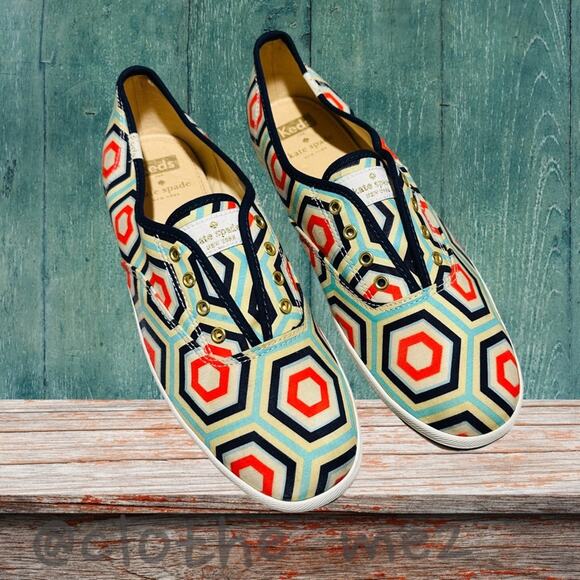 Keds x Kate Spade New York - Champion Laceless Geometric Slip ons, size 9, EUC - Picture 2 of 13
